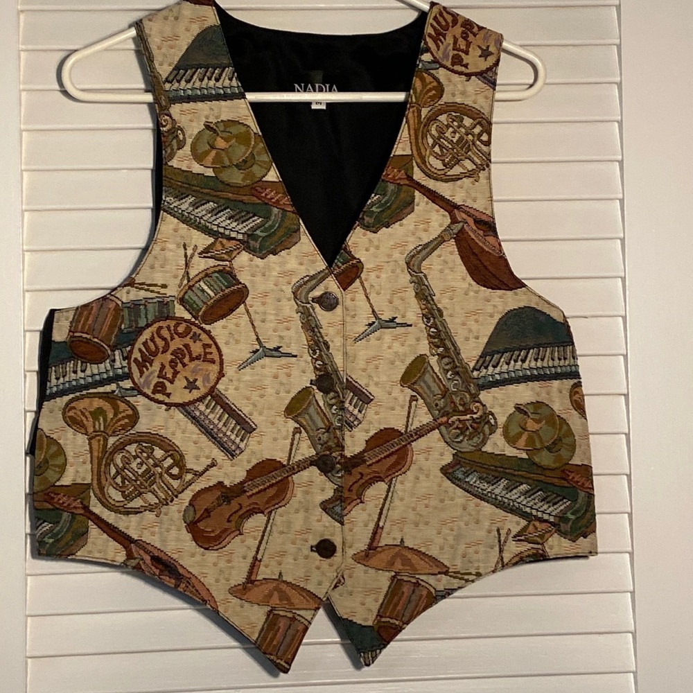 Nadia cotton quilted instrument vest, M, back tie, front cotton, back acetate